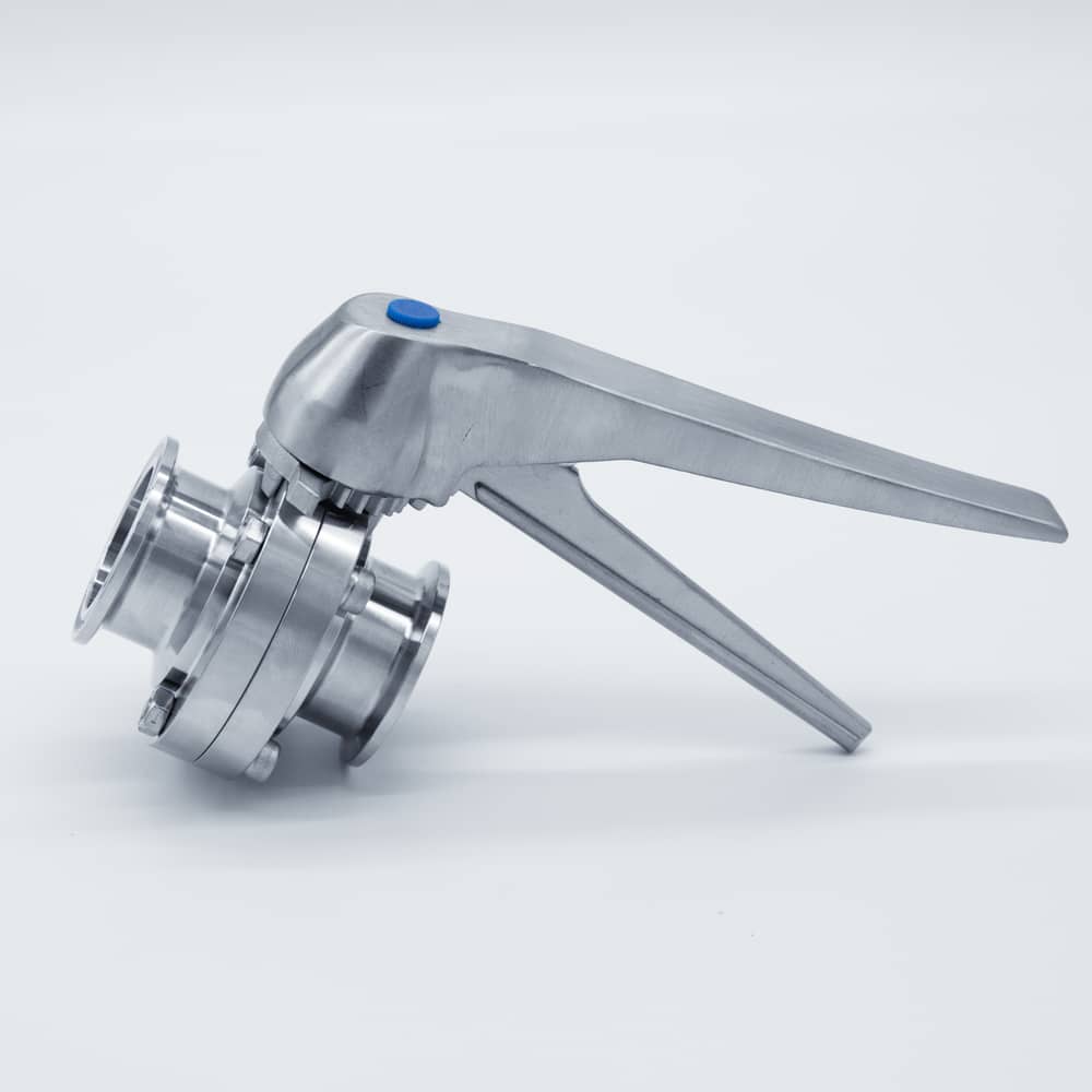 Topline 1.5 Inch T304 Stainless Steel Sanitary Butterfly Valve With Tri-Clamp Ends