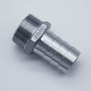 304 Stainless Steel one and a half inch Male NPT to one and half inch Hose Barb. Anged to show the hose barb. Photo credit: TCfittings.com.