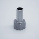 316 Stainless Steel 3/4-inch Female NPT to 3/4-inch Hose Barb Adapter. Side profile. Photo Credit: TCfittings.com