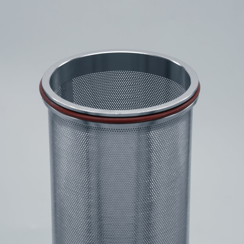 1.5 inch Tri-Clamp Compatible Angled in-line Wort Strainer Replacement Filter - 500 Micron Mesh. Close Up View of Mesh and O-Ring. Photo Credit: TCfittings.com
