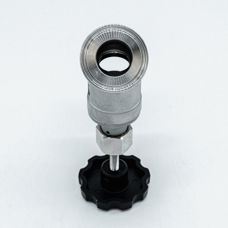 1 inch Tri-Clamp Compatible Angle Seat Valve. Open view. Photo Credit: TCfittings.com