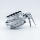 6 inch Tri-Clamp Compatible butterfly valve with stainless handle. Side View. Photo Credit: TCfittings.com