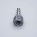 1/4-inch female NPT to 5/16-inch hose barb adapter showing the internal female threads