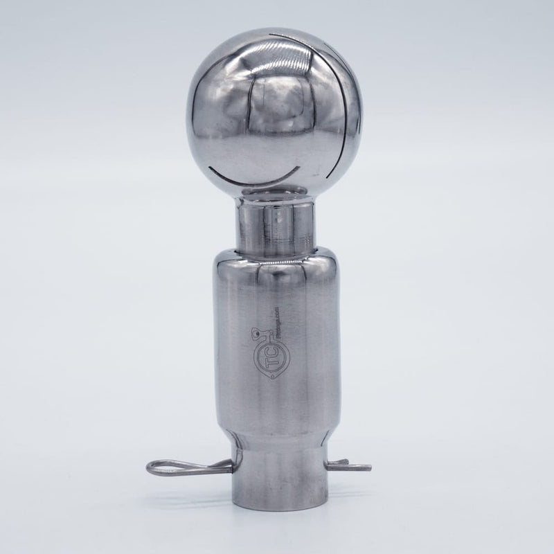 304 Stainless Steel 1 inch Cross Pin Spray Ball. Side view. Photo Credit: TCfittings.com
