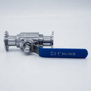 1-inch Tri-Clamp Compatible Ball Valve. Top View showing handle with text. Photo Credit: TCfittings.com