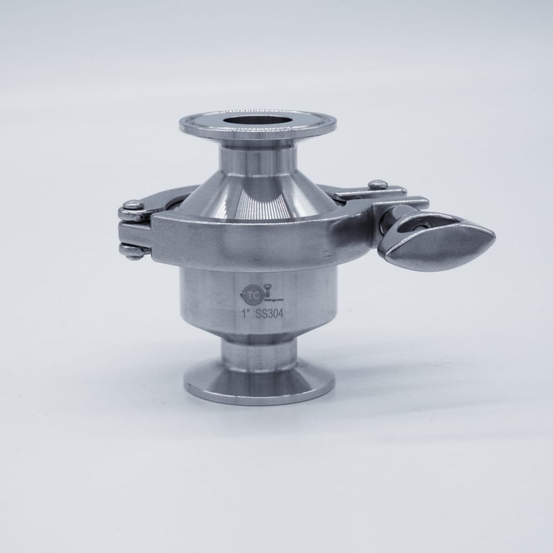 304 Stainless Steel 1inch Tri Clamp Compatible Check Valve. Side view. Photo Credit: TCfittings.com