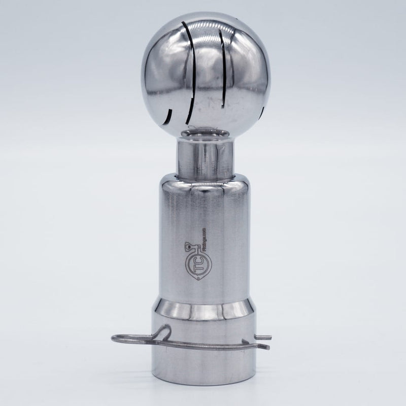 304 Stainless Steel 1.5 inch Cross Pin Spray Ball. Side view. Photo Credit: TCfittings.com