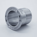 1.5-inch Tri-Clamp x 1.5-inch Hose Barb adapter. Bottom View. Photo Credit: TCfittings.com