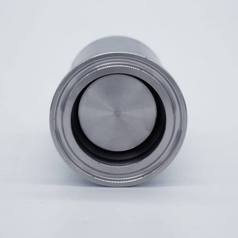 304 Stainless Steel 1.5 inch Tri Clamp Compatible 30psi PRV. Bottom view. Photo Credit: TCfittings.com