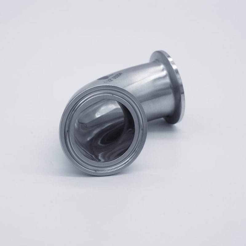 304 Stainless Steel 1.5 inch Tri-Clamp Compatible 90 degree Elbow. Bottom View. Photo Credit: TCfittings.com