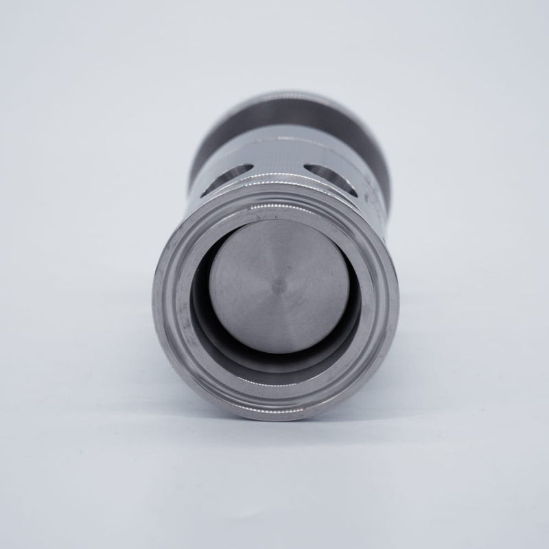 304 Stainless Steel 1.5 inch Tri Clamp Compatible  Adjustable 3-30psi PRV. Bottom view. Photo Credit: TCfittings.com