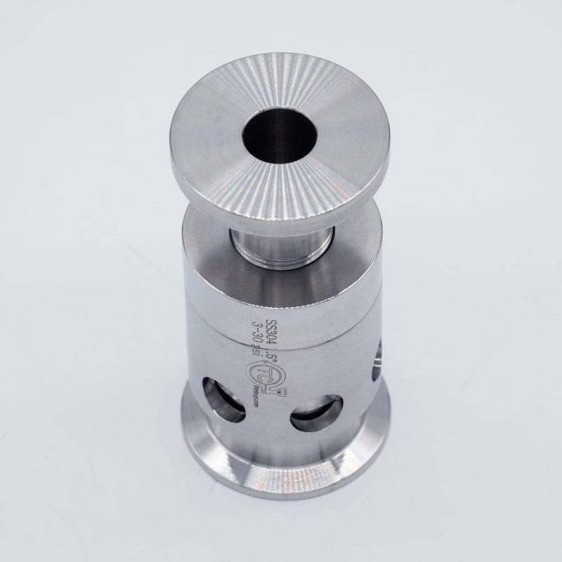 304 Stainless Steel 1.5 inch Tri Clamp Compatible  Adjustable 3-30psi PRV. Top angled view. Photo Credit: TCfittings.com