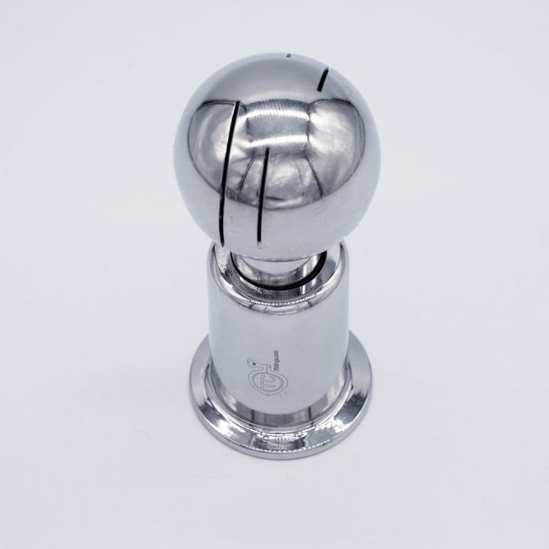 304 Stainless Steel 1.5 inch Tri-Clamp Compatible Spray Ball. Angled view. Photo Credit: TCfittings.com