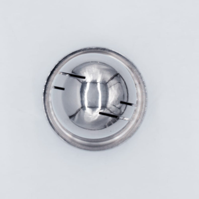 304 Stainless Steel 1.5 inch Tri-Clamp Compatible Spray Ball with 1/2inch Female NPT Inlet Connection. Top view. Photo Credit: TCfittings.com