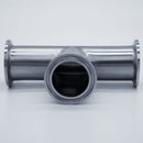 304 Stainless Steel 1.5 inch Tri-Clamp Compatible Tee. Bottom view. Photo Credit: TCfittings.com