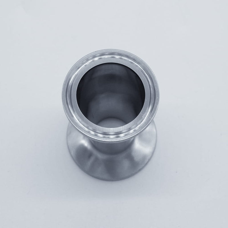 304 Stainless Steel 1.5 inch to 1 inch Concentric Reducer. Bottom angled view. Photo Credit: TCfittings.com