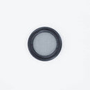 Black EPDM one and half inch Tri Clamp Gasket with a 20 mesh (841 Micron) screen. Top view to show mesh. Photo credit: TCfittings.com.