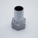 304 Stainless Steel one and a half  inch Female NPT to one and a half  inch Hose Barb. Side profile. Photo credit: TCfittings.com.