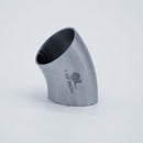 304 Stainless Steel 1.5 inch Weld 45 degree Elbow. Side view. Photo Credit: TCfittings.com