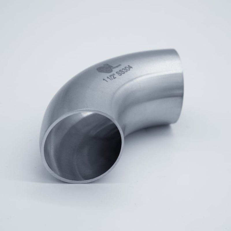 304 Stainless Steel 1.5 inch Weld 90 degree Elbow. Bottom View. Photo Credit: TCfittings.com
