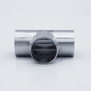 304 Stainless Steel 1.5-inch Weld Tee - to be welded in-line with 1.5-inch tubing. Front Side View. Photo Credit: TCfittings.com