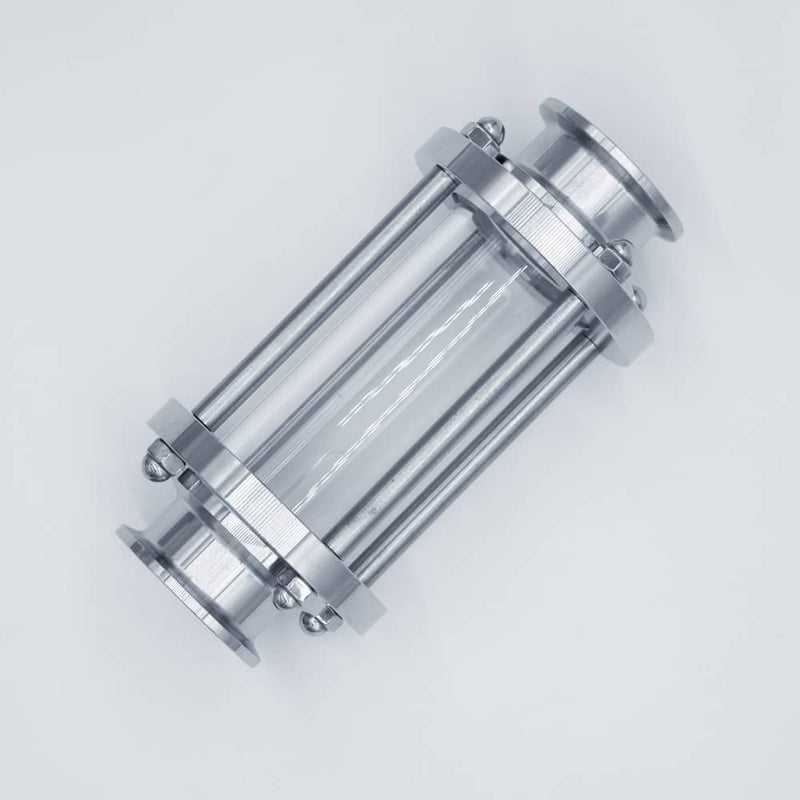 304 Stainless Steel and Borosilicate Glass tri-clamp compatible Sight Glass. Top down view to show product profile. Photo Credit: TCfittings.com