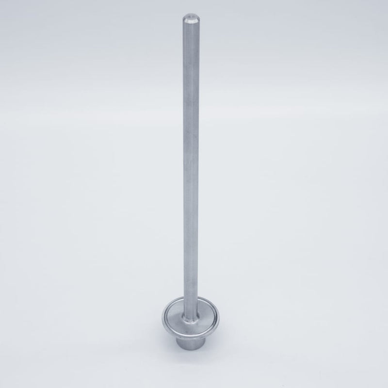 304 Stainless Steel 12 inch Long Thermowell with 1/2 inch FNPT Inlet & 1.5 inch Tri Clamp compatible mounting connection. Angled view. Photo Credit: TCfittings.com