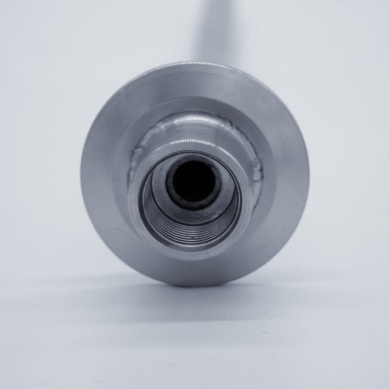 304 Stainless Steel 12 inch Long Thermowell with 1/2 inch FNPT Inlet & 1.5 inch Tri Clamp compatible mounting connection. Front view. Photo Credit: TCfittings.com