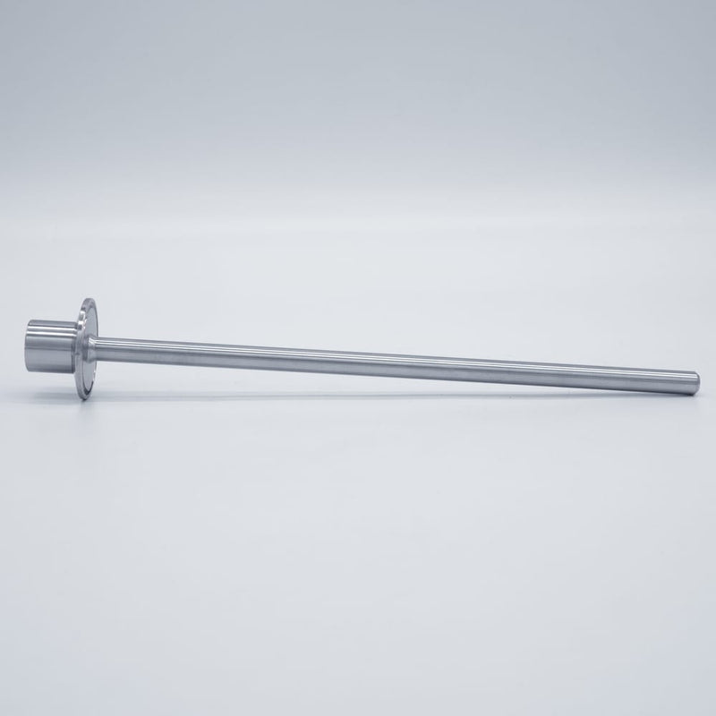 304 Stainless Steel 12 inch Long Thermowell with 1/2 inch FNPT Inlet & 1.5 inch Tri Clamp compatible mounting connection. Side view. Photo Credit: TCfittings.com