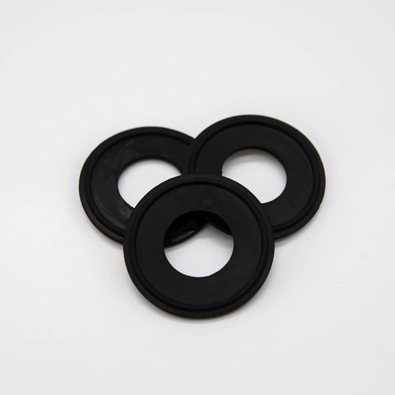 Black EPDM gasket for a one inch tri-clamp connection. Group of Three. Photo Credit: TCfittings.com