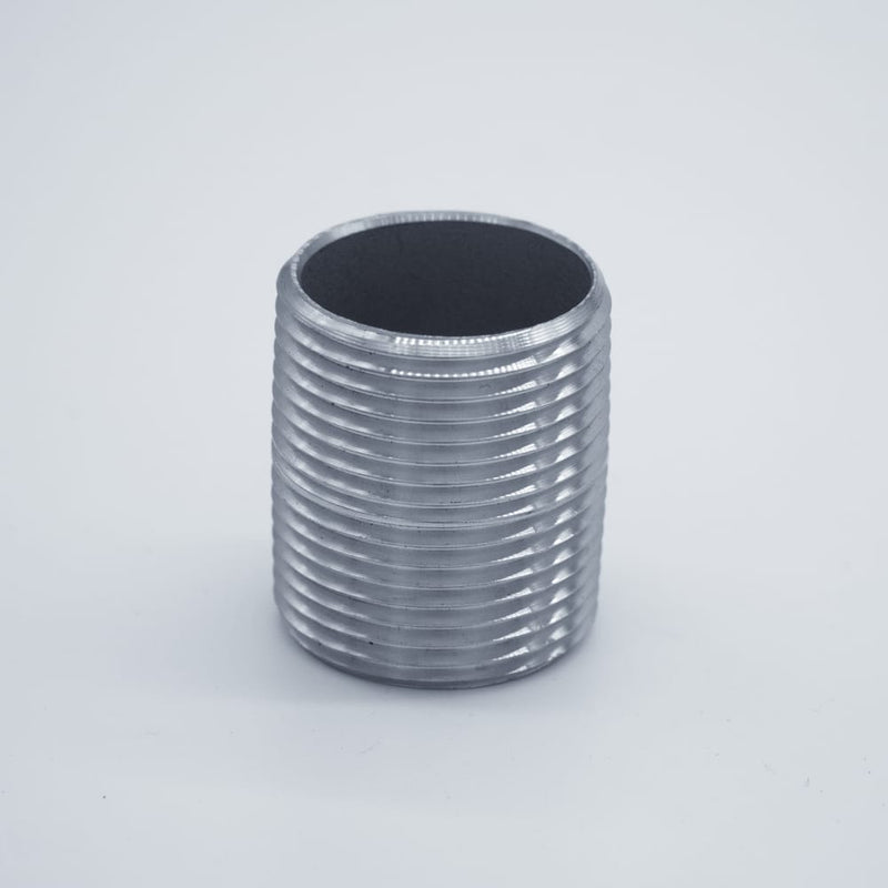 304 Stainless Steel one inch Male NPT Close Nipple. Side profile. Photo credit: TCfittings.com.