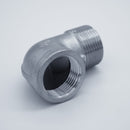 304 Stainless Steel one inch Male NPT to one inch Female NPT street elbow. Angled view of the female threads. Photo credit: TCfittings.com.