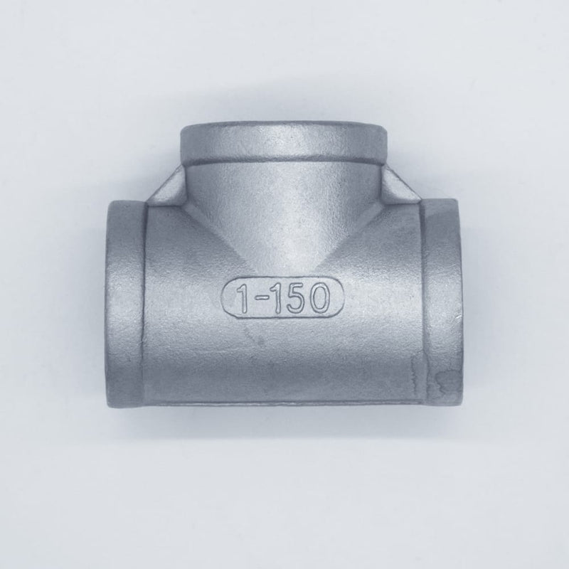 304 Stainless Steel 1 inch Female NPT Tee.. Top view. Photo Credit: TCfittings.com