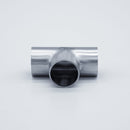 304 Stainless Steel 1-inch Weld Tee - to be welded in-line with 1-inch tubing. Front Side View. Photo Credit: TCfittings.com