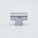 304 Stainless Steel 1-inch Weld Tee - to be welded in-line with 1-inch tubing. Front View. Photo Credit: TCfittings.com