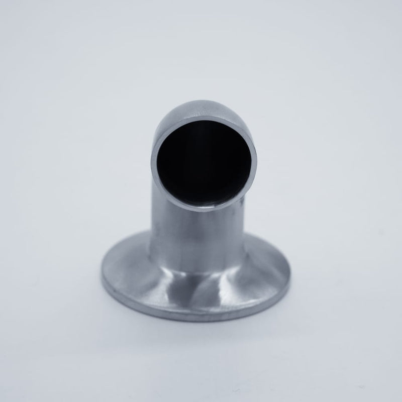 304 Stainless Steel 1 inch Tri-Clamp Compatible 90 degree Elbow.Front view. Photo Credit: TCfittings.com