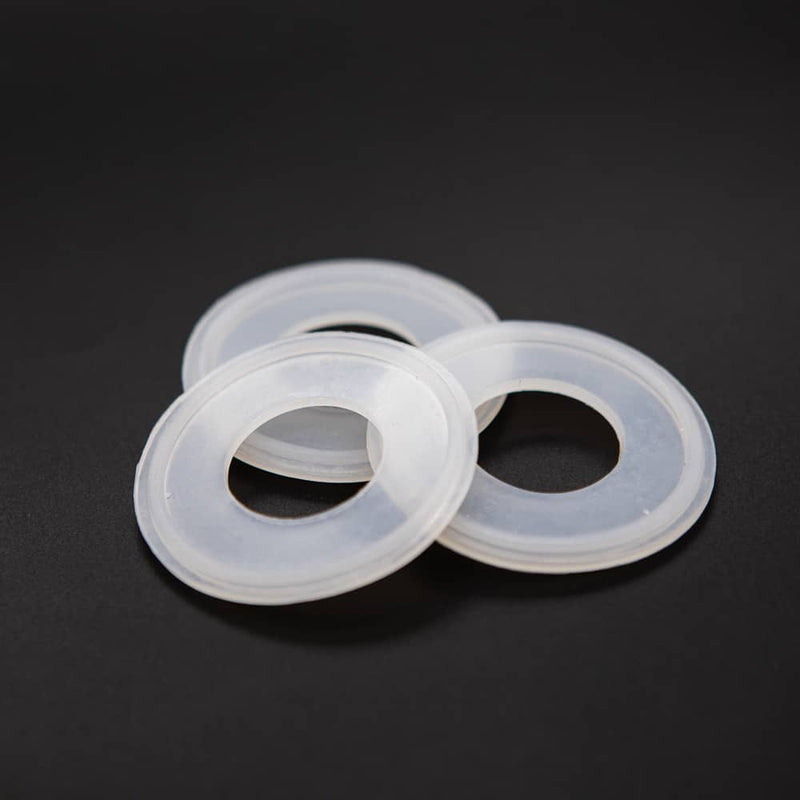 White Silicone gasket for a one inch tri-clamp connection. Group of Three. Photo Credit: TCfittings.com