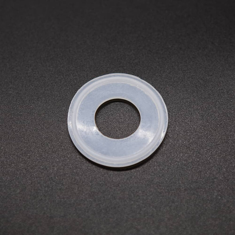 White Silicone gasket for a one inch tri-clamp connection. Single gasket. Photo credit: TCfittings.com.