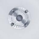 304 Stainless Steel and Borosilicate Glass tri-clamp compatible Sight Glass. Bottom view to show the tri-clamp connections. Photo Credit: TCfittings.com