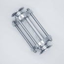 304 Stainless Steel and Borosilicate Glass tri-clamp compatible Sight Glass. Top down view to show product profile. Photo Credit: TCfittings.com