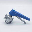304 Stainless Steel Squeeze Trigger Butterfly Valve with 1 inch Sanitary Tri Clamp Ends. Side view. Photo Credit: TCfittings.com