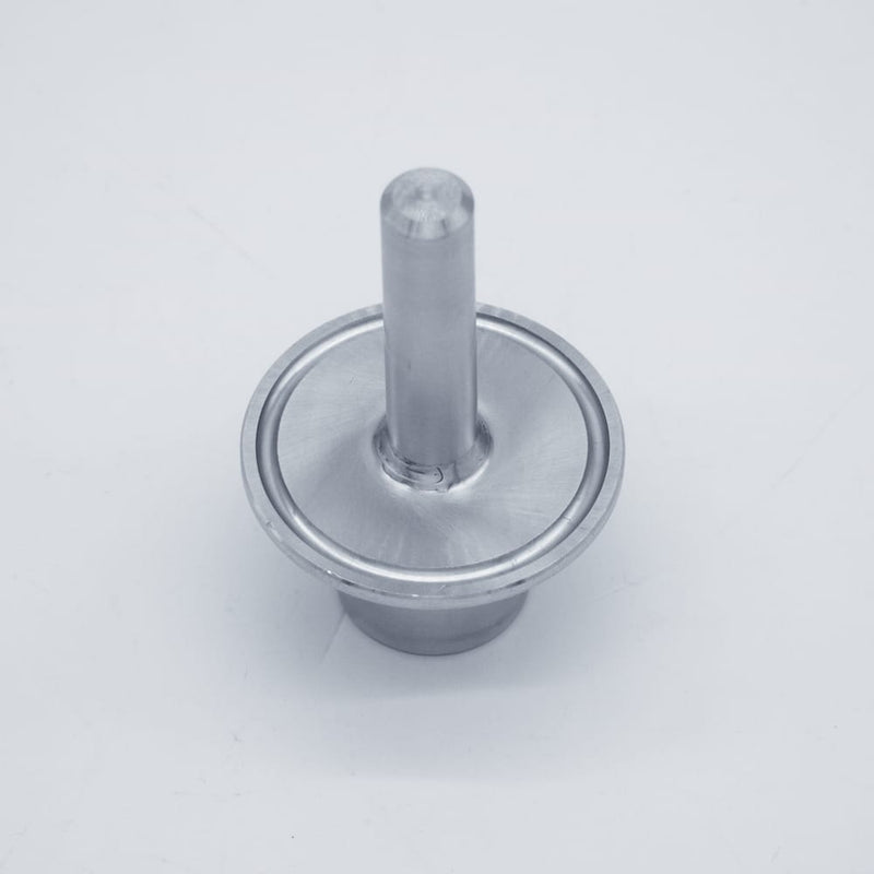 304 Stainless Steel 2 inch Long Thermowell with 1/2 inch FNPT Inlet & 1.5 inch Tri Clamp compatible mounting connection. Angled view. Photo Credit: TCfittings.com