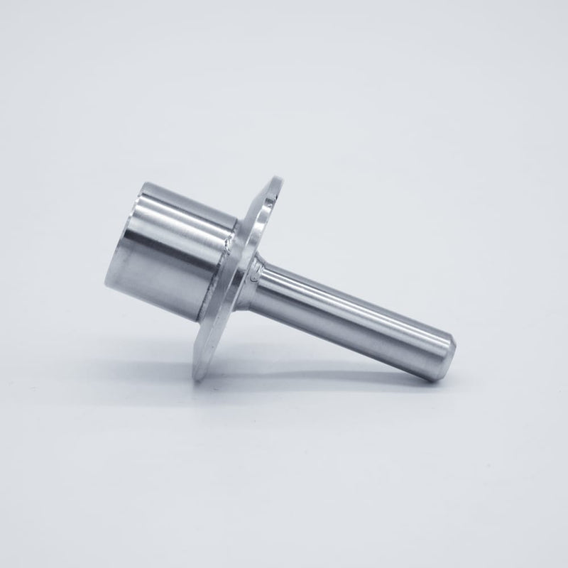 304 Stainless Steel 2 inch Long Thermowell with 1/2 inch FNPT Inlet & 1.5 inch Tri Clamp compatible mounting connection. Side view. Photo Credit: TCfittings.com