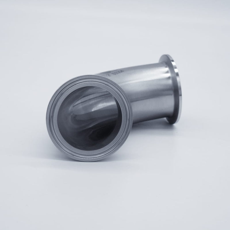 304 Stainless Steel 2inch Tri-Clamp Compatible 90 degree Elbow. Bottom View. Photo Credit: TCfittings.com