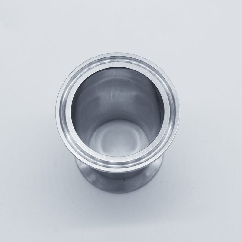 304 Stainless Steel 2 inch to 1.5 inch Concentric Reducer. Bottom angled view. Photo Credit: TCfittings.com