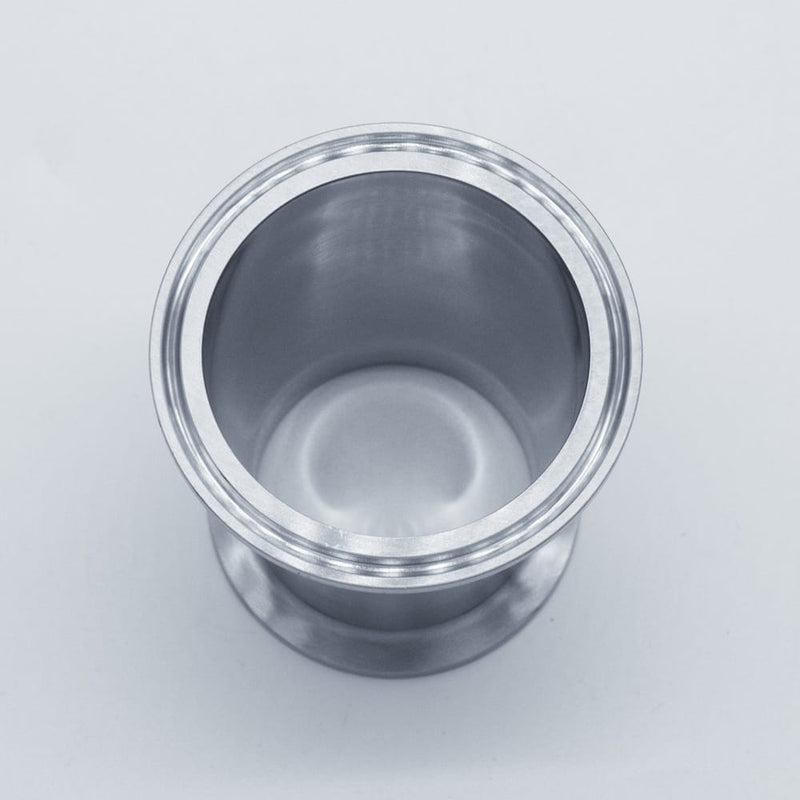 304 Stainless Steel 2.5 inch to 2 inch Concentric Reducer. Bottom angled view. Photo Credit: TCfittings.com