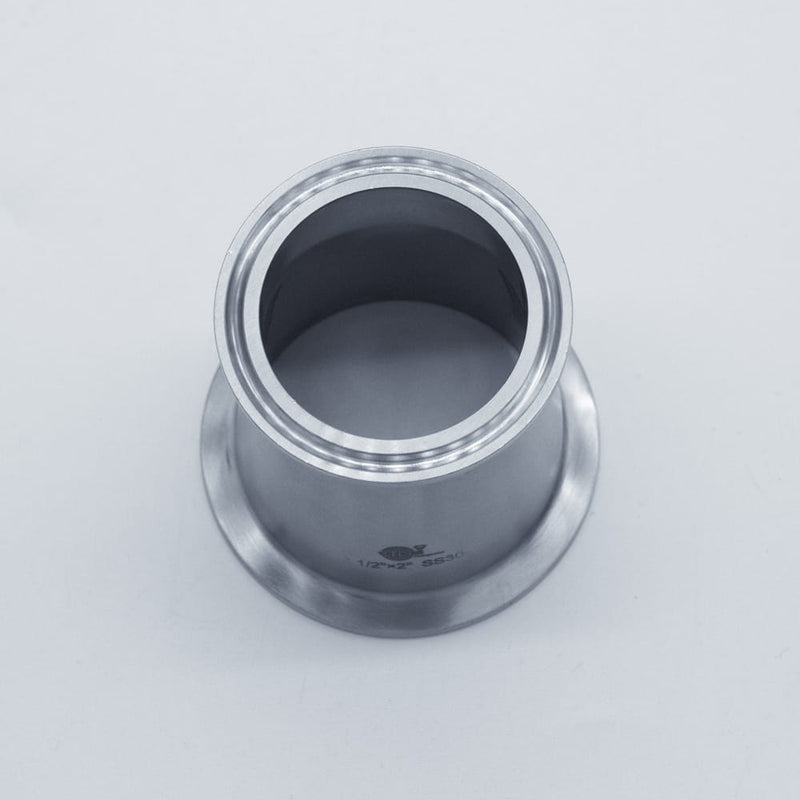 304 Stainless Steel 2.5 inch to 2 inch Concentric Reducer. Top angled view. Photo Credit: TCfittings.com
