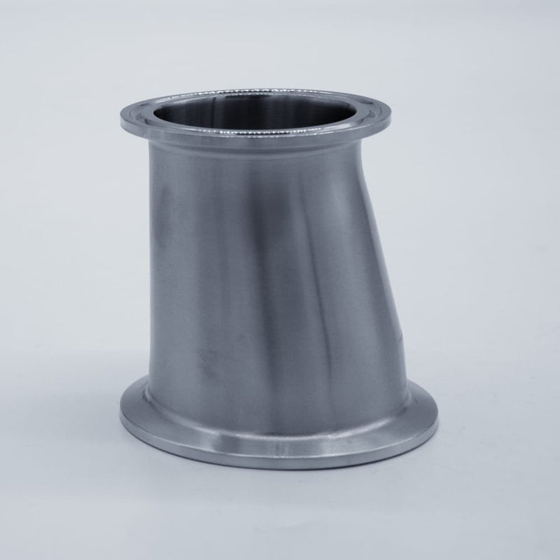 304 Stainless Steel 2.5 inch to 2 inch Eccentric Reducer. Side view. Photo Credit: TCfittings.com