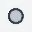 Black EPDM two inch Tri Clamp Gasket with a 20 mesh (841 Micron) screen. Top view to show mesh. Photo credit: TCfittings.com.