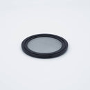 Black EPDM two inch Tri Clamp Gasket with a 40 mesh (400 micron) screen. Angled view to show thickness. Photo Credit: TCfittings.com